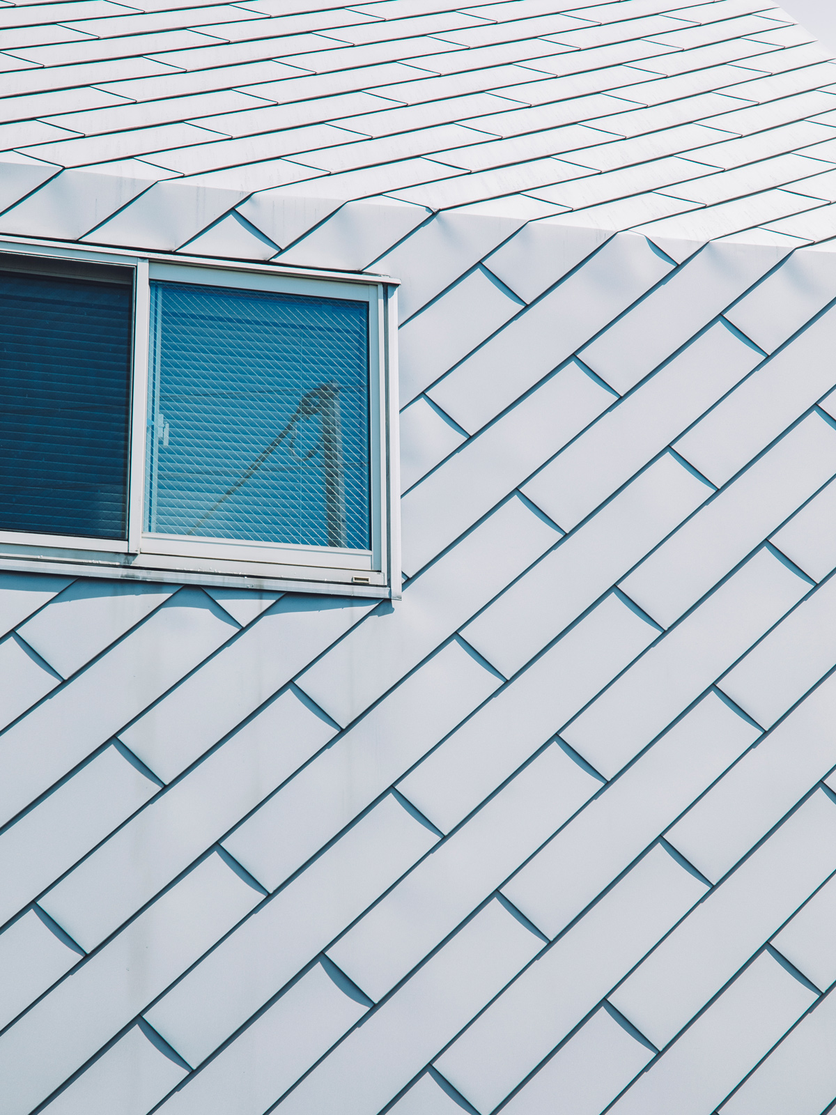 渋谷・ミルクカートンハウスのガルバリウム鋼板の壁と屋根